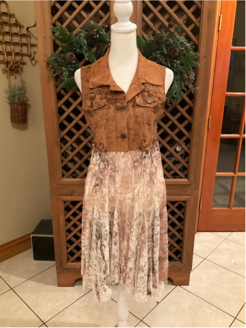 NWT Scully Western Suede Duster Camel Vest Small Scully Women's Sleeveless Butt